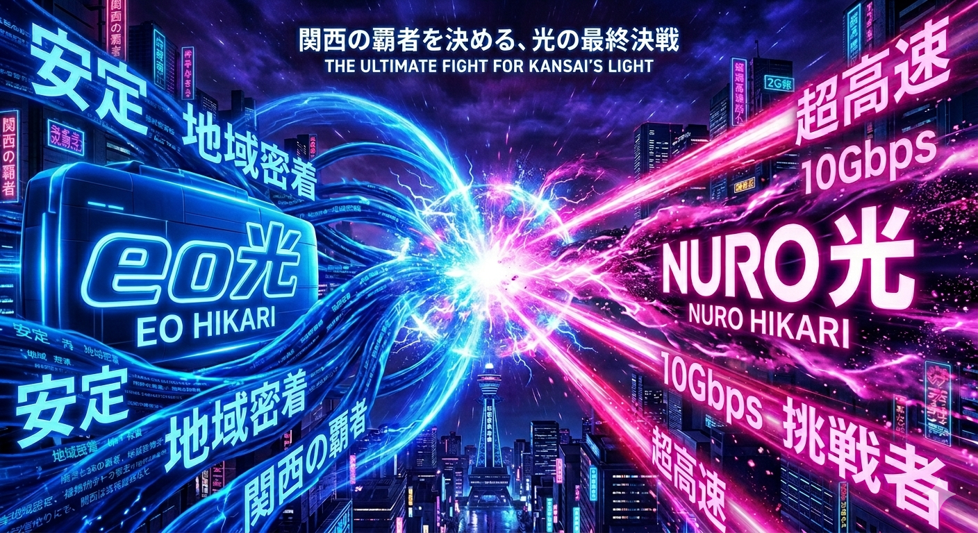 eo光 vs NURO光 関西の光回線対決イメージ